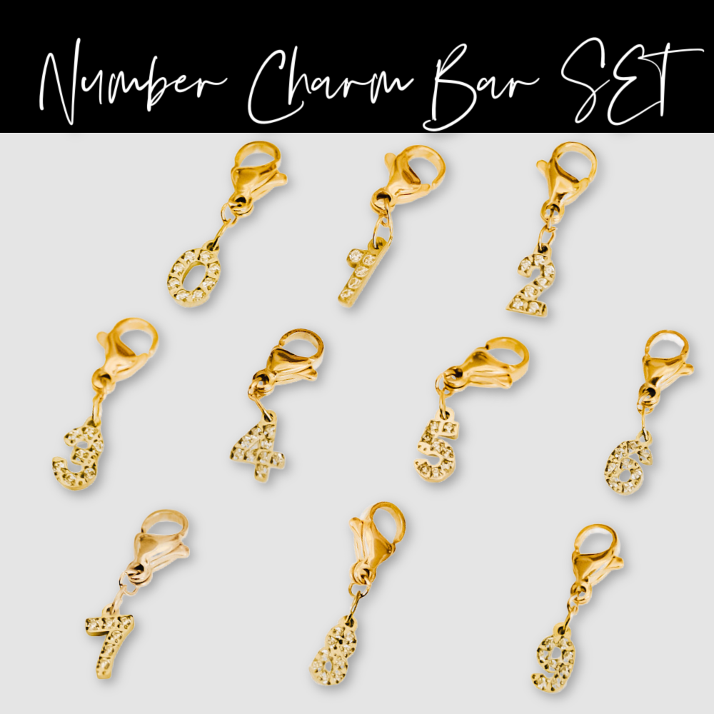 Bundled Number Charm Bar Chanelle Charms - WATERPROOF Wholesale-Charms-Pretty Simple