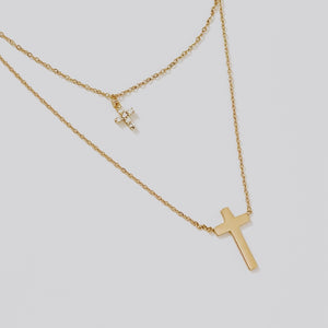 Faithfully Layered Cross Necklace Wholesale-Necklace-Pretty Simple