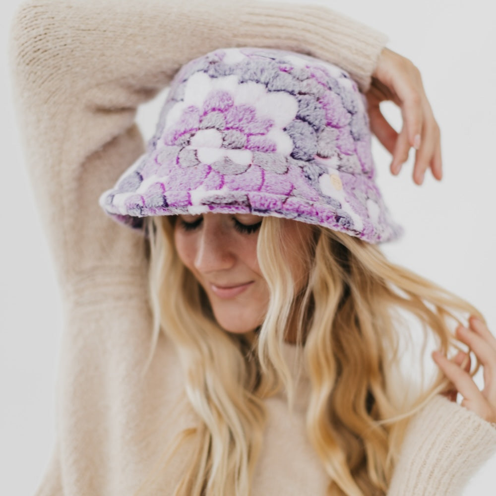 PREORDER - Forget Me Not Flower Fur Bucket Hat-Bucket Hat-Pretty Simple