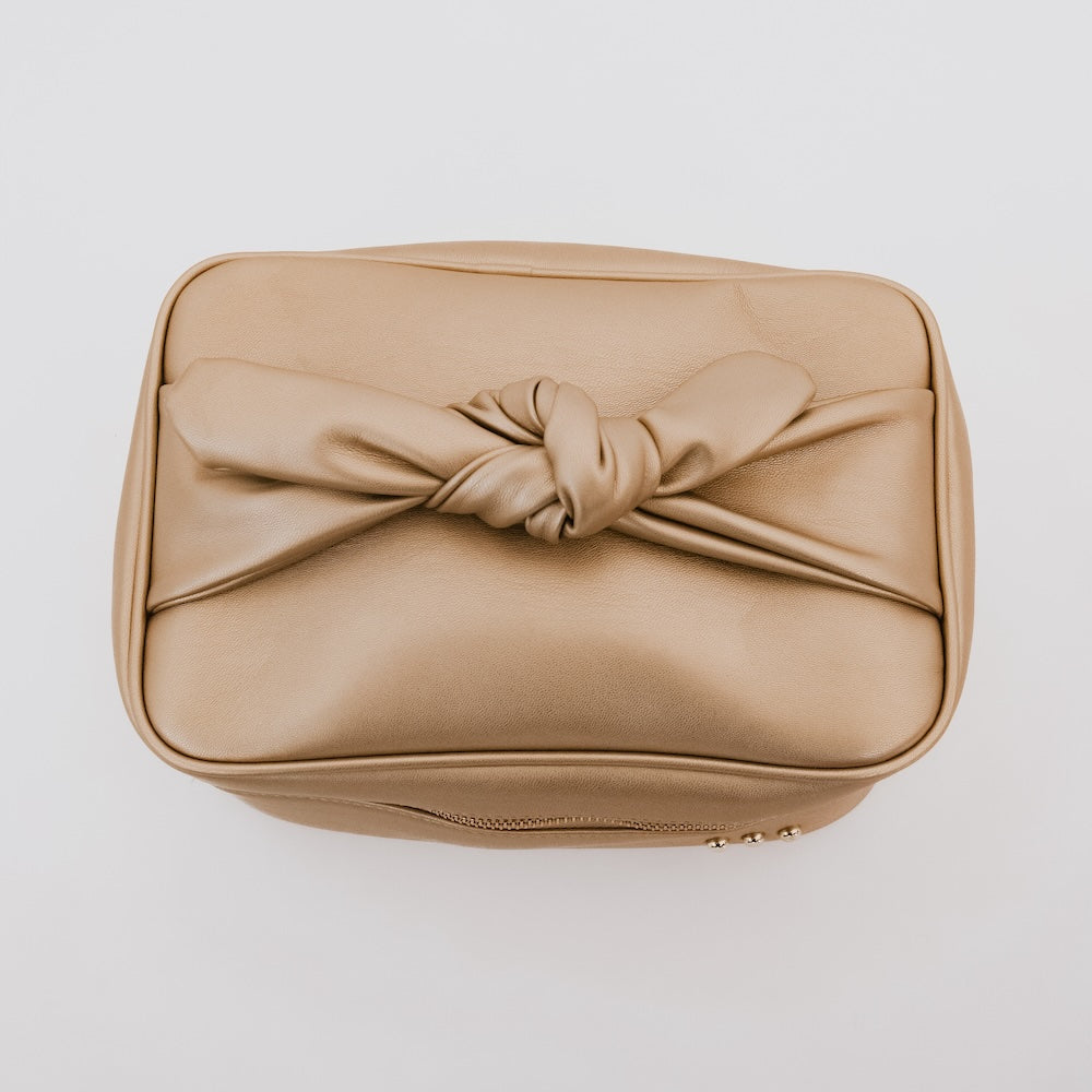 Holiday Gold Madelyn Bow Makeup Bag Wholesale