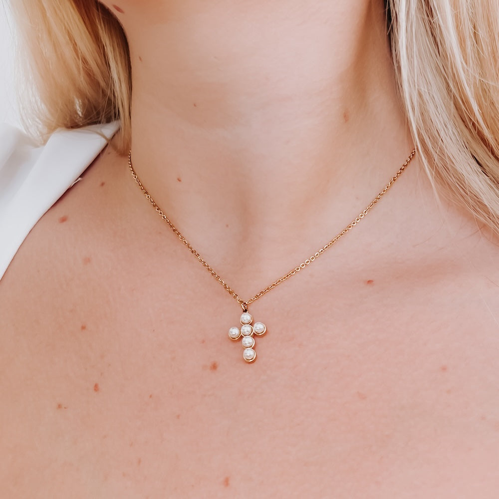 Grace Of Faith Pearl Necklace - WATERPROOF-Necklace-Pretty Simple