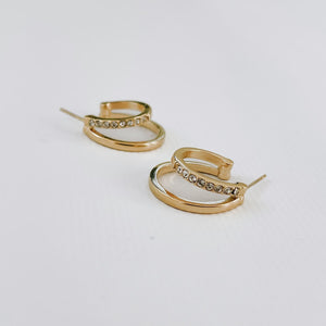 Stole The Show Crystal Double Hoop Earring-Pretty Simple