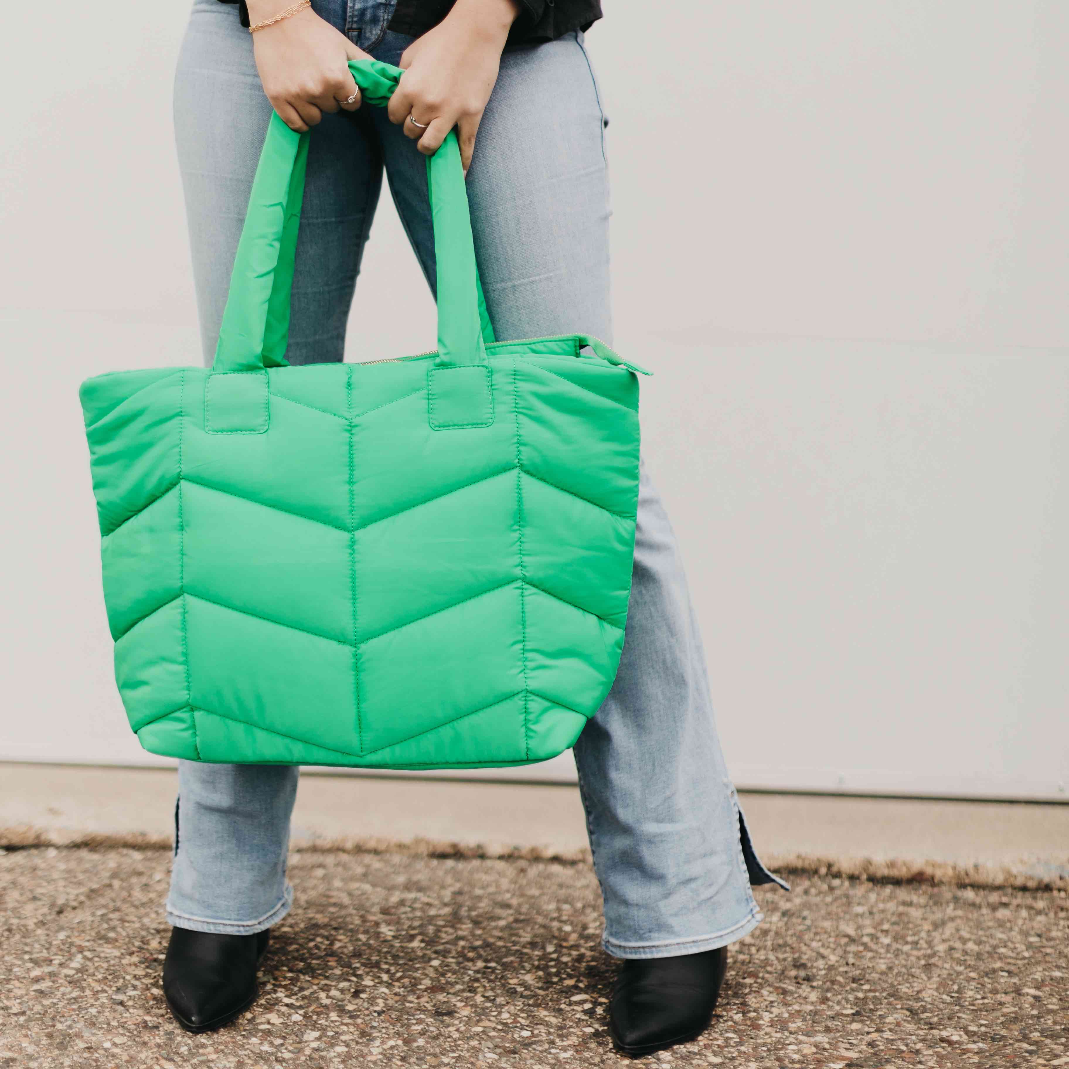 NEW ♡PRADA♡ Womens Nylon Tessuto top-handle tote padded puffy Bag Olive  Green
