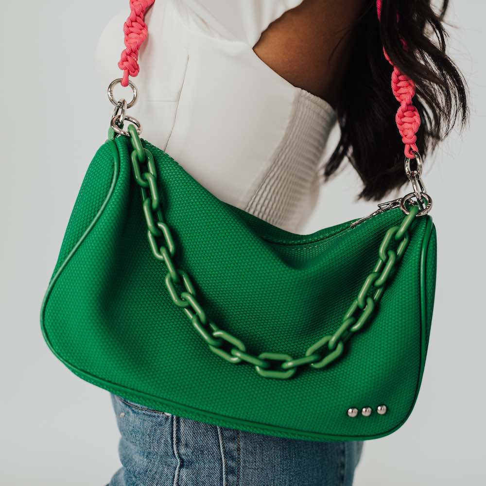 Minimalist Neon Green Baguette Bag