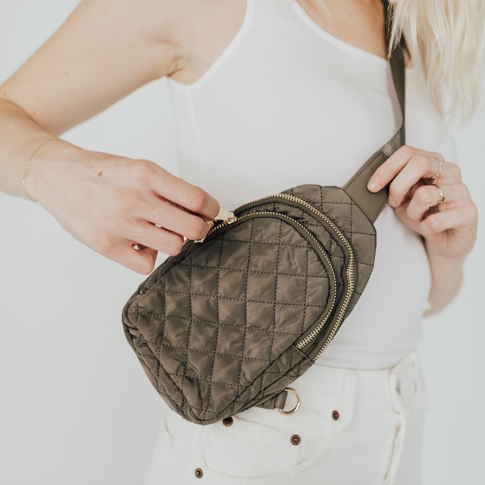 Olives Quilted Puffer Bag